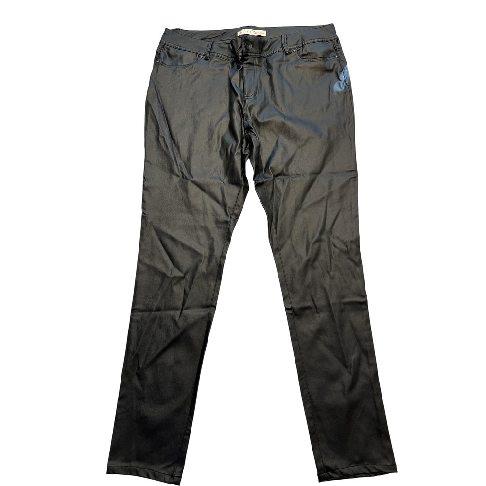 St. 1945‎ Denim Jeans Womens 16 Black Coated Skinny Stretch Faux Leather Pants